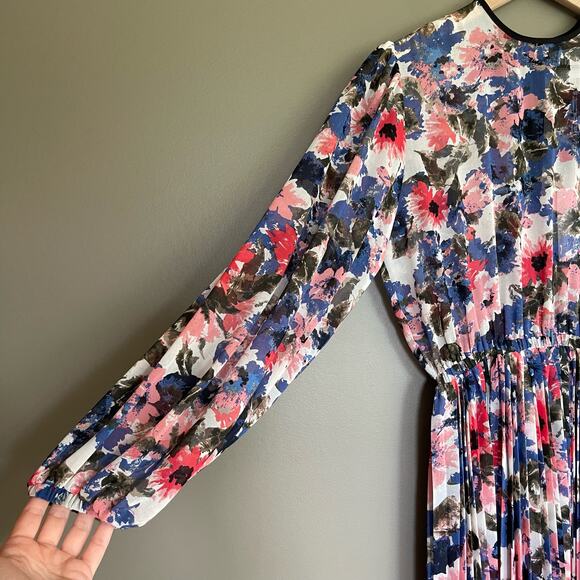 NWT Misa Los Angeles Juliana Dress Size XS Floral Pleated Chiffon Colorful Sheer - Picture 11 of 16